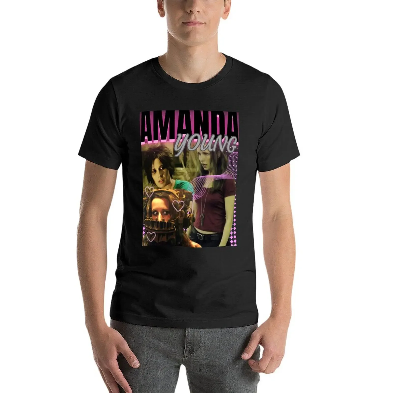 Фото Футболка Amanda Young Saw X Design с животным принтом для мальчиков, простые рубашки, футболки с рисунком, мужские футболки с рисунком №4
