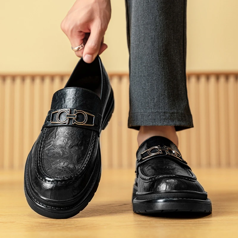 

Лоферы мужские с круглым носком, повседневные, Нескользящие, удобные, универсальные, однотонные, без застежки, весна 2023