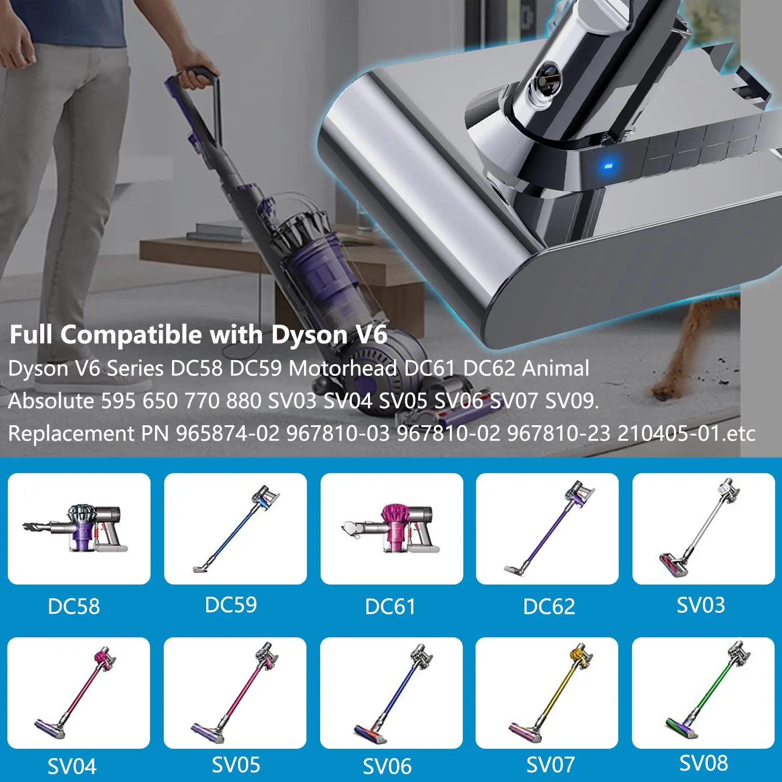 Батарея bonacell для Dyson V6 21 6В 6000 мАч