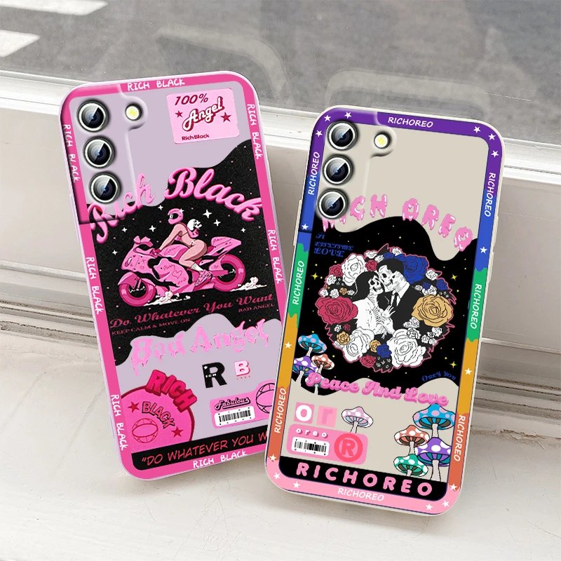 

Luxury Girl Skull Art Cool Phone Case For Samsung Galaxy S22 S21 S20 Pro FE S10 Note 20 10 Plus Lite Ultra Liquid Rope Cover