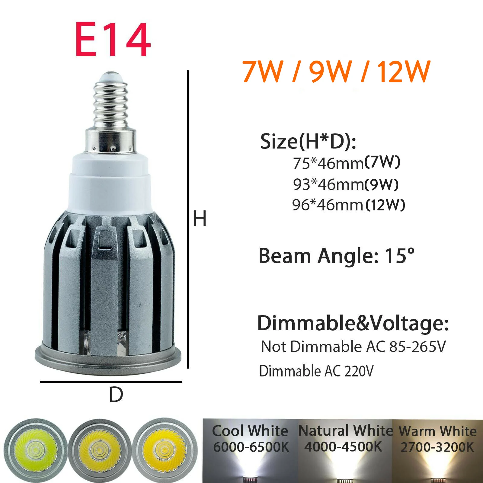 

Светодиодная лампа YORYZENG COB 7Вт 9Вт 12Вт
