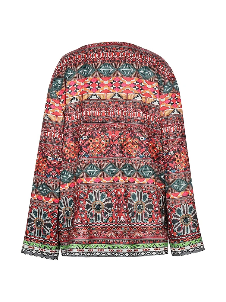 Женский яркий кардиган с цветочным принтом в стиле бохо повседневный свободный
