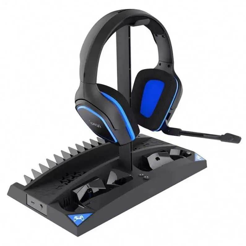 

Dual Controller Charging Station Dock For PS4 Slim Pro Headphone Holder Cooling Fan Vertical Stand PS 4