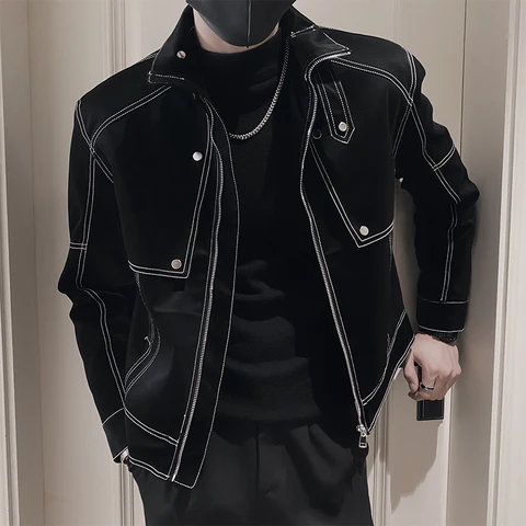 Высококачественная Мужская кожаная куртка, индивидуальная дизайнерская мотоциклетная куртка, свободная Уличная Повседневная куртка из искусственной кожи 2023