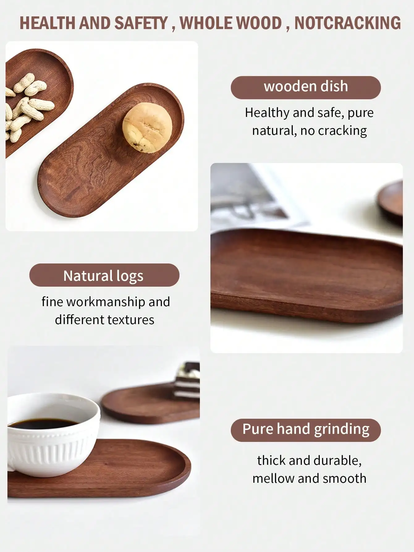 Деревянная Сервировочная Посуда Leeseph Овальный Деревянный Поднос Для