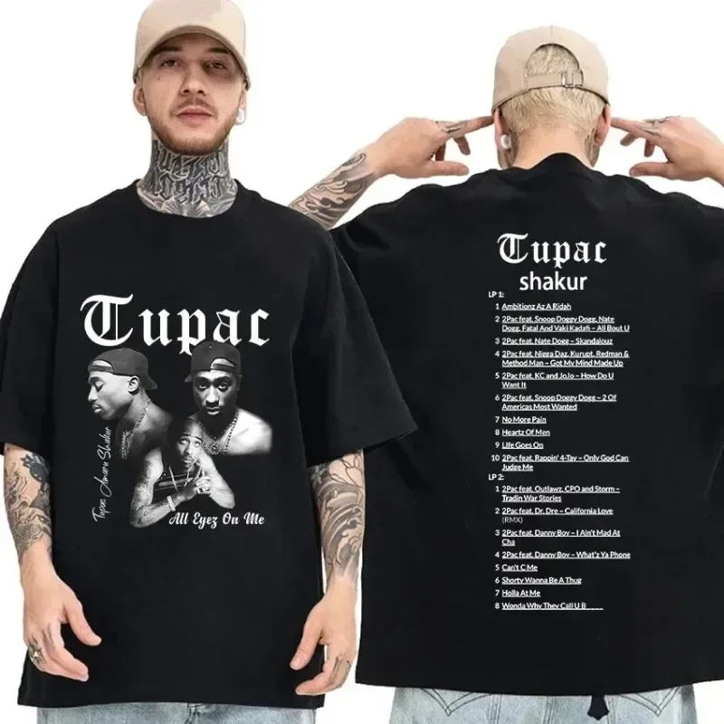 2024 футболка Rapper Tupac 2pac с графическим рисунком мужская повседневная коротким