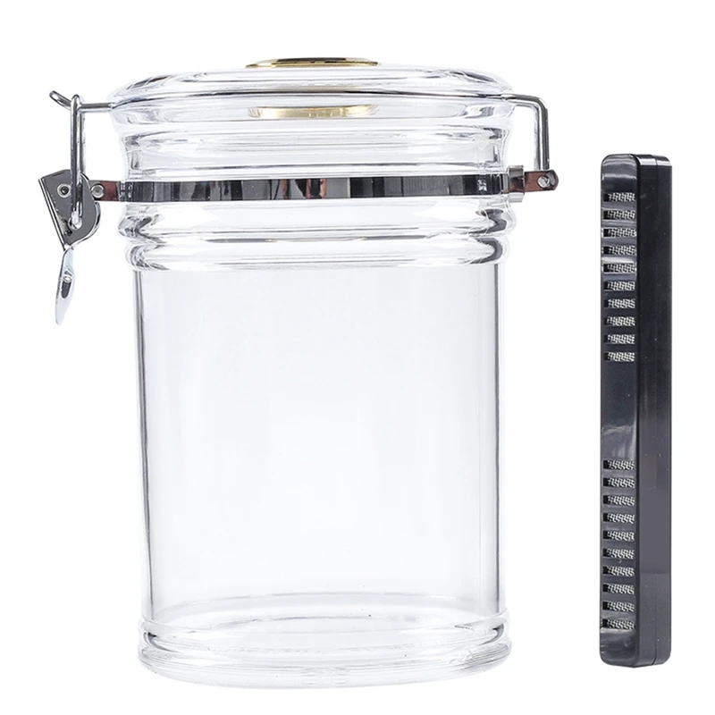 

Acrylic Humidor Jar With Hygrometer And Humidifier Portable Cigar Case Transparent Box Fit 15-20 Cigars Tobacco