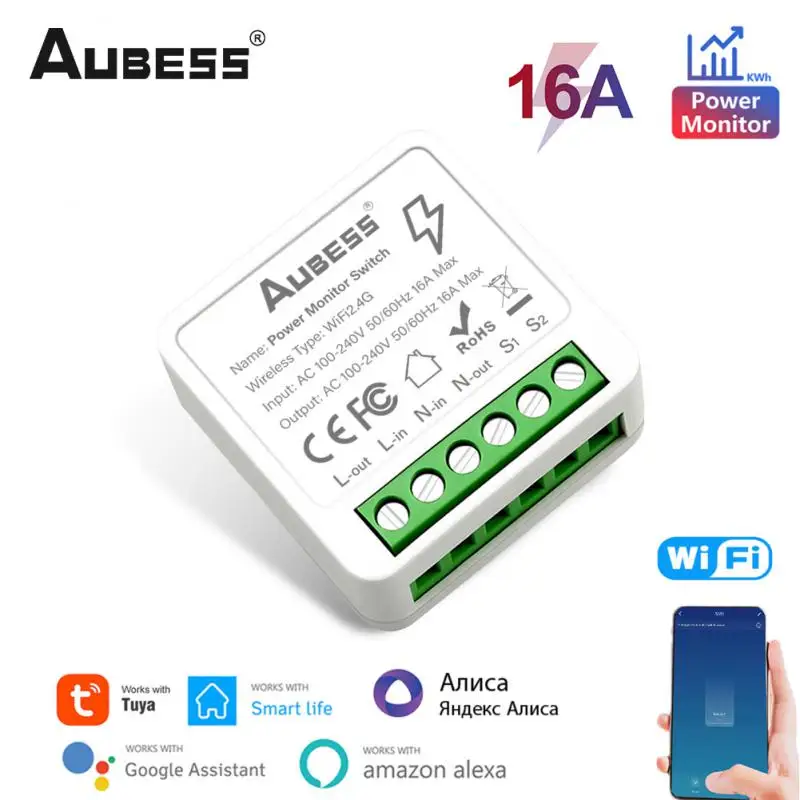 

16A MINI Interrupter Wifi Smart Switch Power Monitor 2way Control Timer Smart Home Automation With Tuya Alexa Google Home Yandex