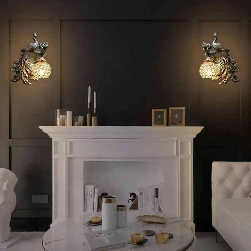 TEMOU современный настенный светильник с кристаллами павлина светодиодный золотой