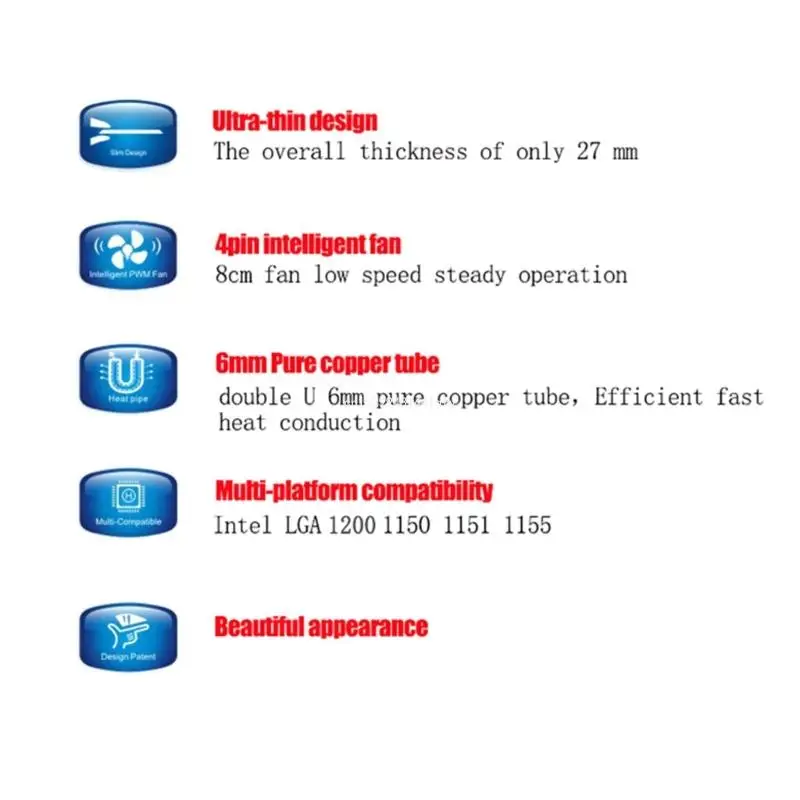 Кулер для процессора S85 тихий охлаждающий вентилятор с ШИМ 2 тепловые трубки