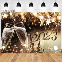 laeacco 2023 new year backdrop golden glitter light bokeh champagne new year countdown kid adult portrait photography background
