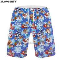 jumeast new summer men beach shorts 3d printed santa claus women casual board sweatpants hip hop merry christmas short pants