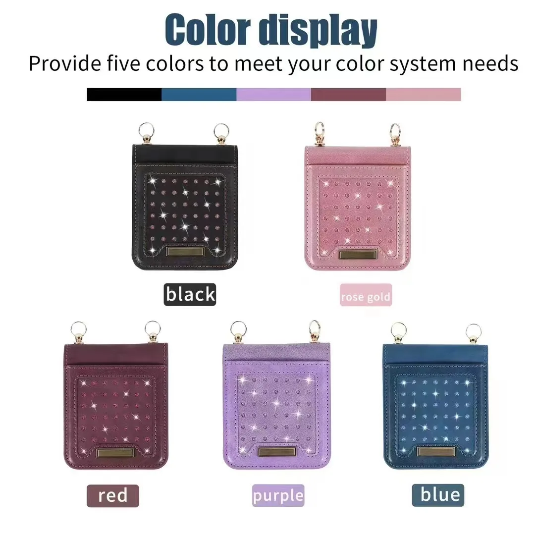 

Full Star Diamond Shining Lady Crossbody Multifunctional Storage Card Leather Luxury Phone Case for Samsung Galaxy Zflip3 Zflip4