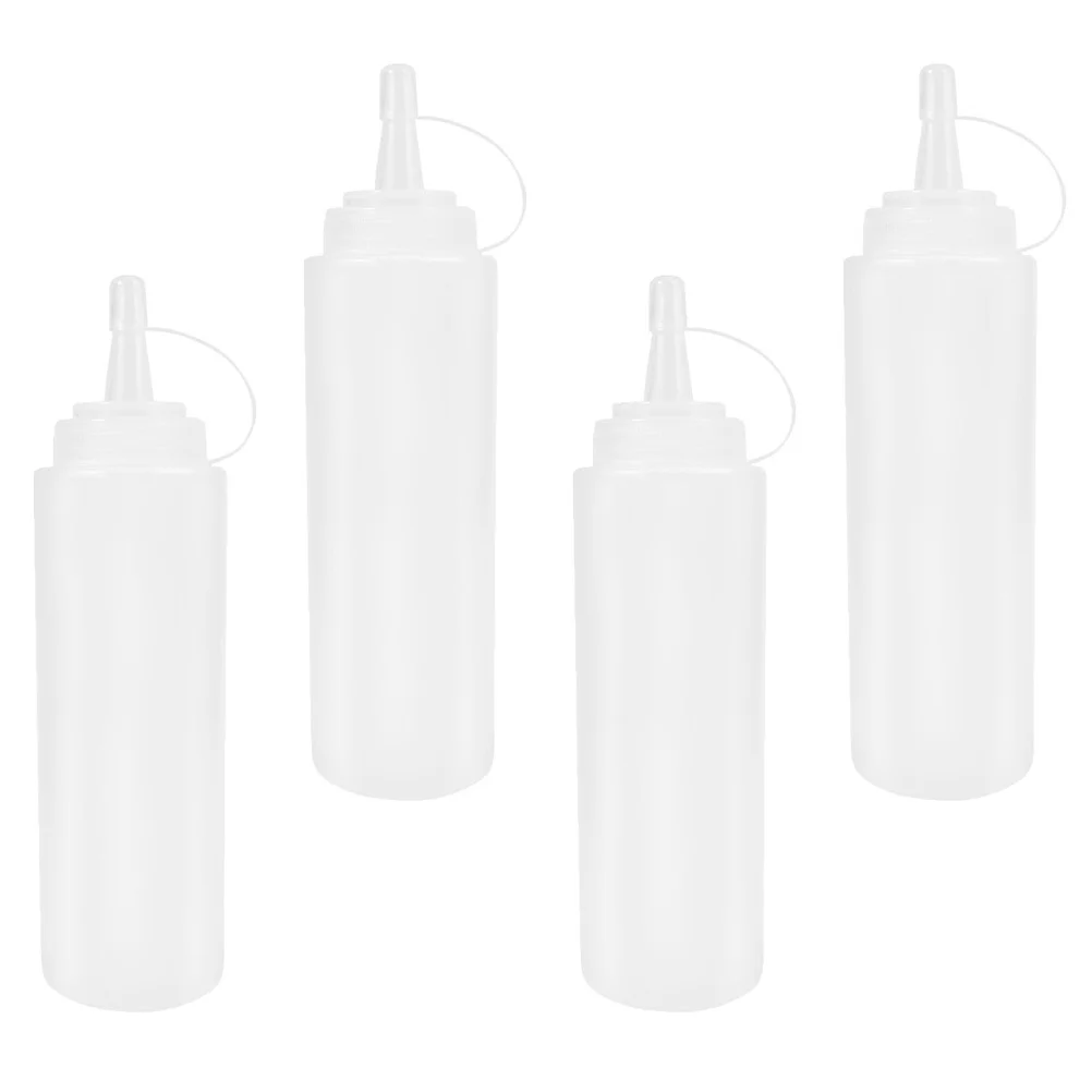 

4pcs Plastic Squeeze Sauce Bottles Squeeze Bottles Sauce Bottles (White)