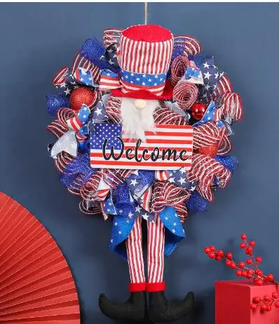 

Independence Day Wreaths Garland With Doll Ribbon Independence Day Front Door Wreath For Flower Garden Ideas in Front of House