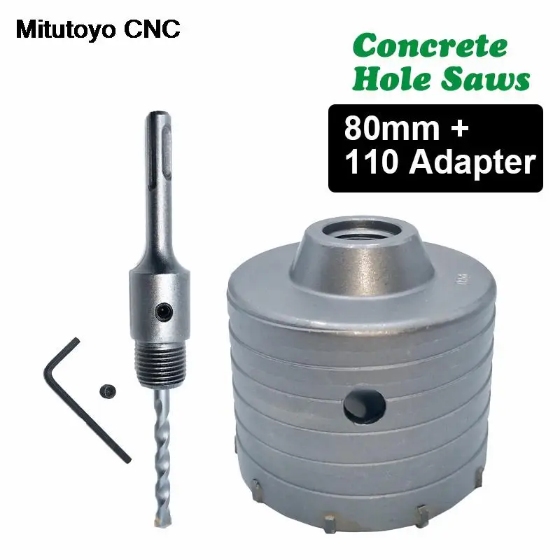 

1 Set SDS PLUS 80mm Concrete Hole Saw Electric Hollow Core Drill Bit Shank 110mm Cement Stone Wall Air Conditioner Alloy