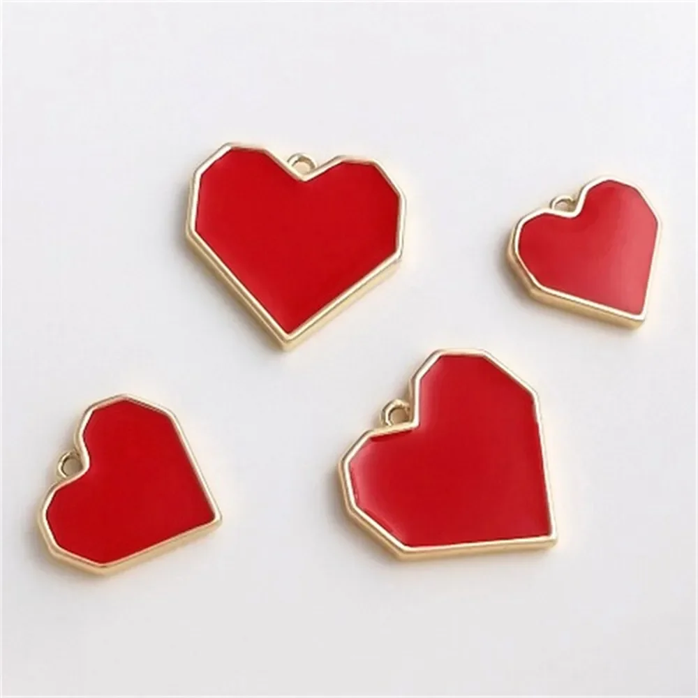 14 К Золотой Цвет Картина Масло Большой Красный Геометрический Персиковое Сердце