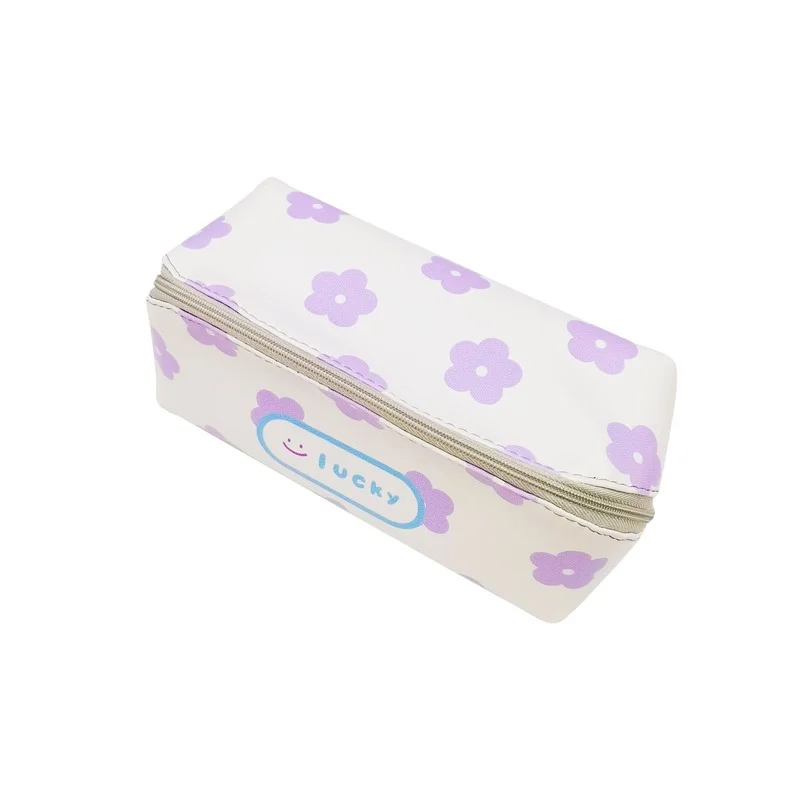 

Simple Plaid Pencil Case Student Large Capacity Stationery Bag Cute Girl Heart Double-Layer Stationery Box Buggy Bag Female