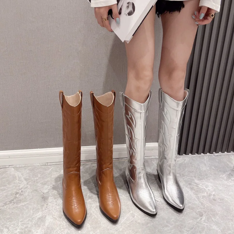 

Pointy Boot Female Shoes Sexy Thigh High Heels High Sexy Round Toe Boots-Women Pointe Ladies Over-the-Knee 2022 Cowboy Rock Rub