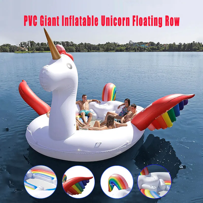 2023New Oversized PVC Inflatable Unicorn Float Rowing Party For 6-8persons Giant Water Toy Floating Row Animal Boat Floating Row