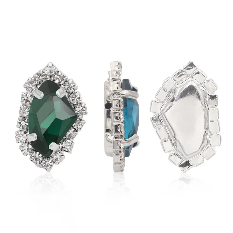 

9*14mm 10pcs Axe Shape 12 Color Sewing Crystal Glass Stone Rhinestones With Cup Chain Claw Wedding Dress Shoes Bags Diy Trim