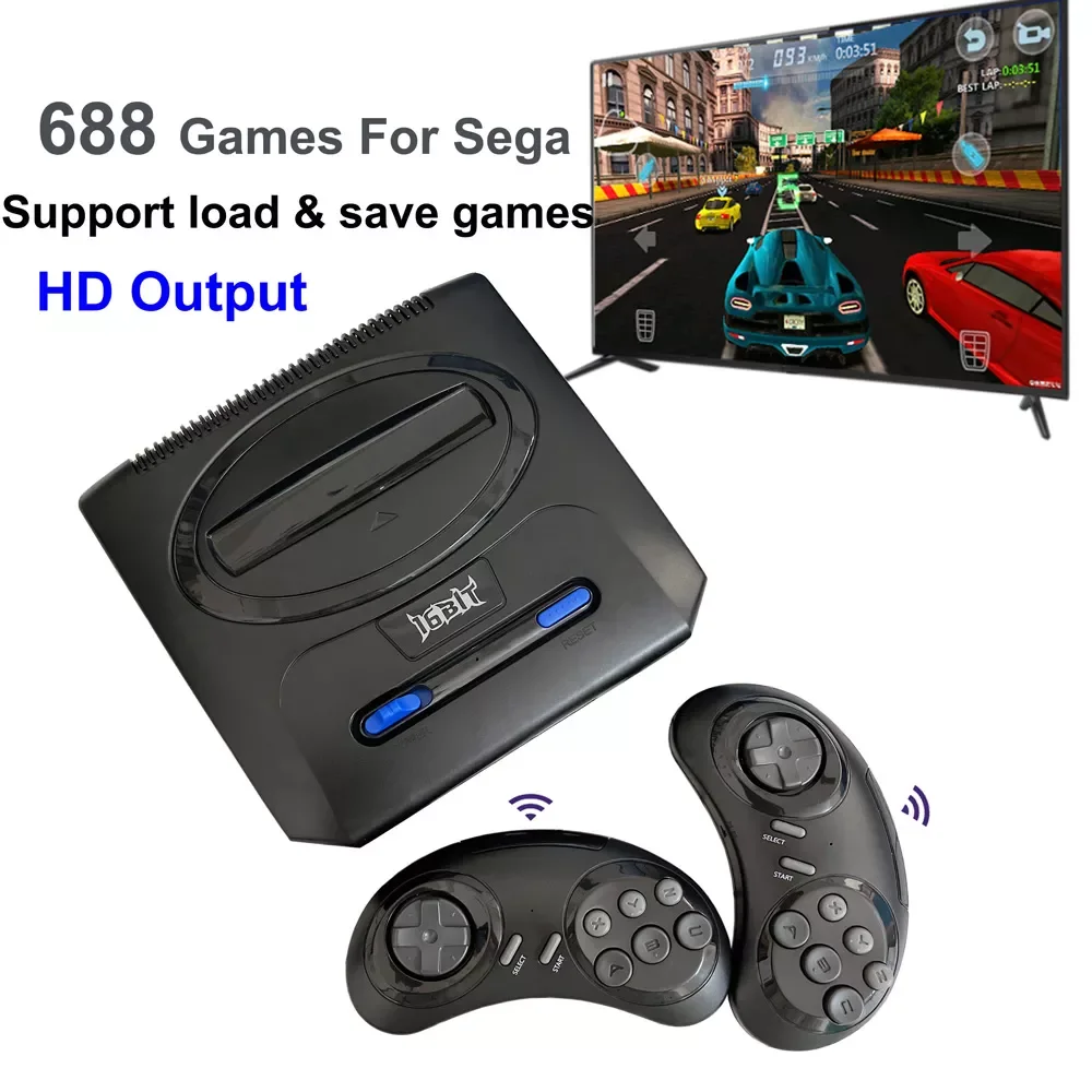 

Wireless Retro Game Console with 688 Games for Sega Genesis Mini Video Juegos Machine HD Output Support Add Save Games Consola