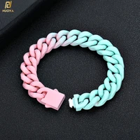 dropshipping stainles steel rainbow colorful miami dripping oil cuban link chain bracelet for men women hip hop jewelry
