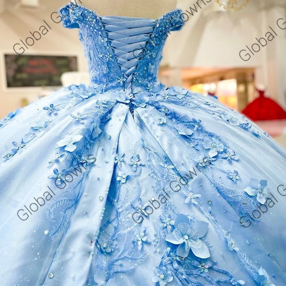 Бальное платье Золушки с открытыми плечами платья для Quinceanera вышитые бисером 3D