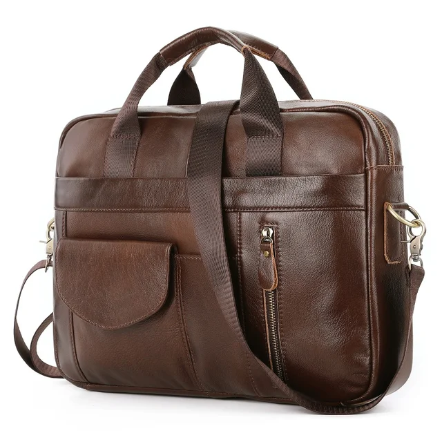 Business Men Cowhide Leather Briefcase Bag Genuine Leather Crossbody Bag Large Capacity Laptop Bag Office File Handbag 2