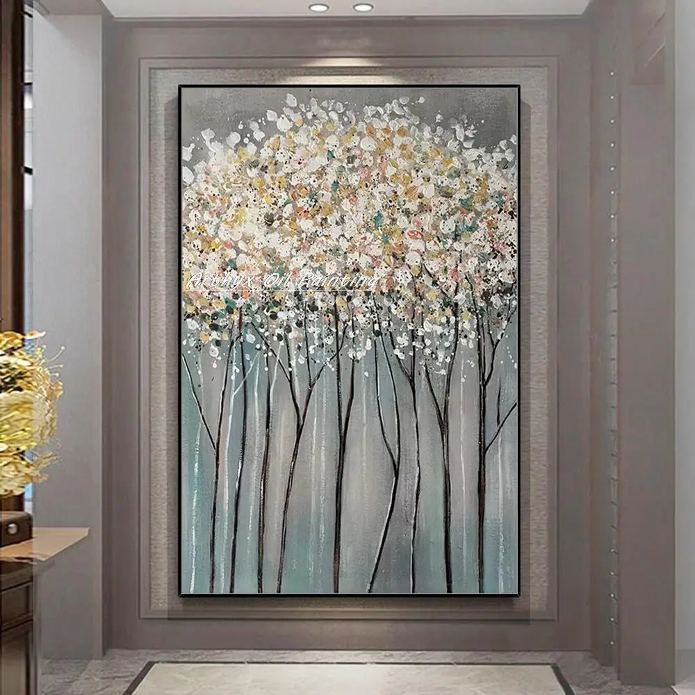 

Arthyx, ручная роспись, плотная текстура, деревья, цветы, картина маслом на холсте, современная абстрактная Настенная картина для гостиной, домашний декор
