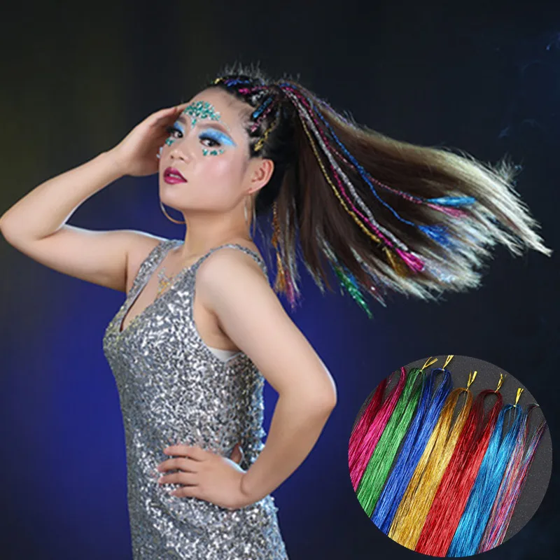 

20 Packs DIY Long Hair Tinsel Wig Glitter Extensions Shiny Silk Fairy Party Costume Accessories Children Adults Girl Decorations