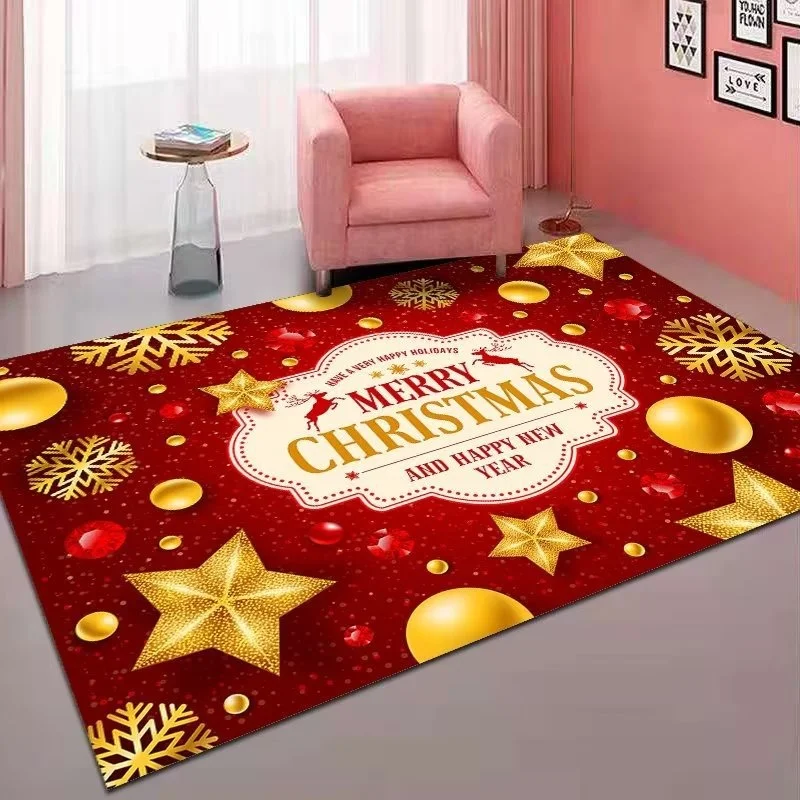 

2024 Merry Christmas Door Mat Living Room New Year Carpet Children's Room Decoration Snow Carpet Santa Claus Non slip Floor Mat