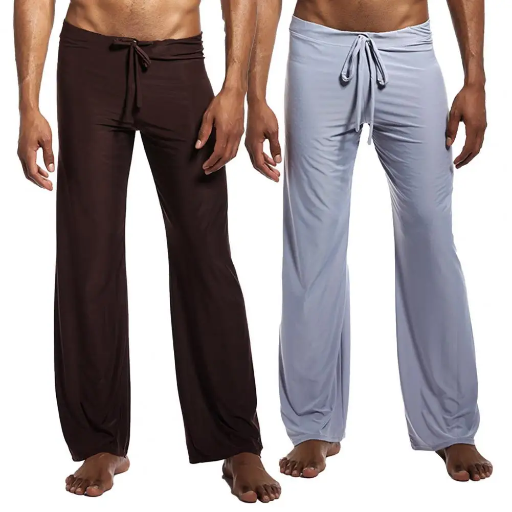 

Мужские дышащие свободные однотонные брюки для йоги с заниженной талией и эластичным поясом для спальни
