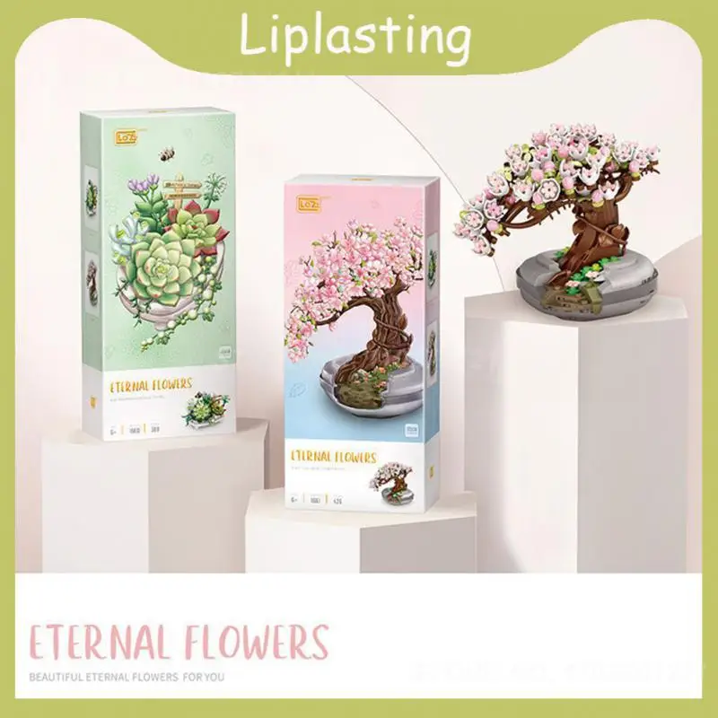

Bouquet Building Blocks Abs Ultraviolet Color-changing Mini Sakura Bonsai Tree Diy High Quality Home Decor Plant Model 1 Set