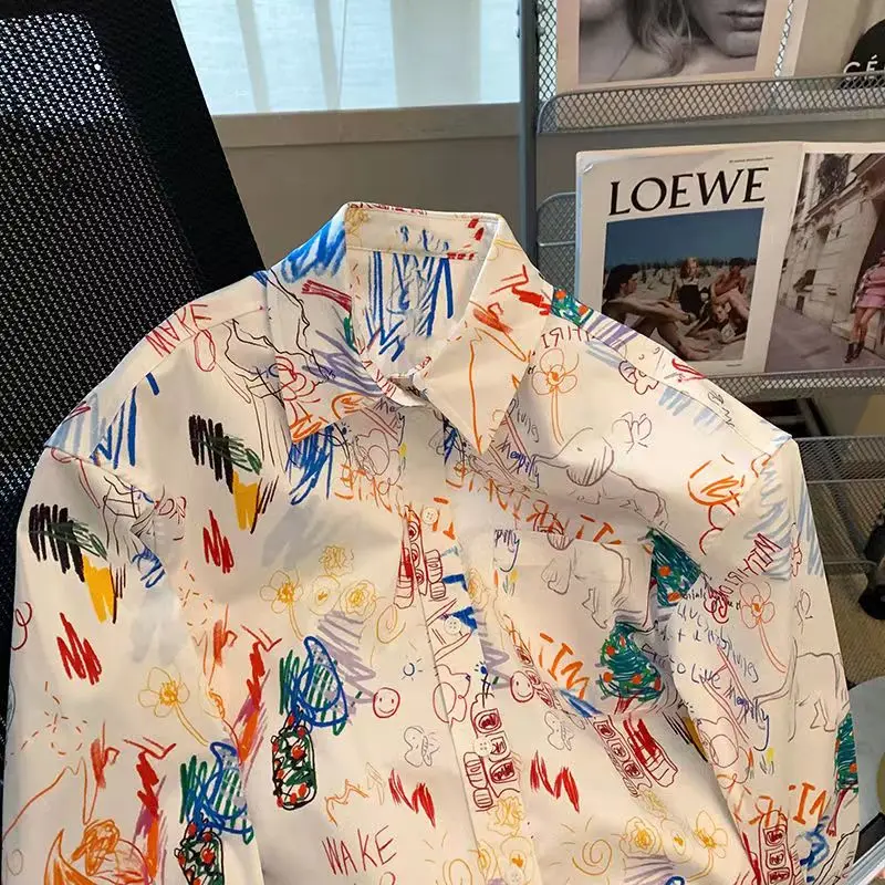 

Рубашка женская с длинным рукавом и принтом, на пуговицах