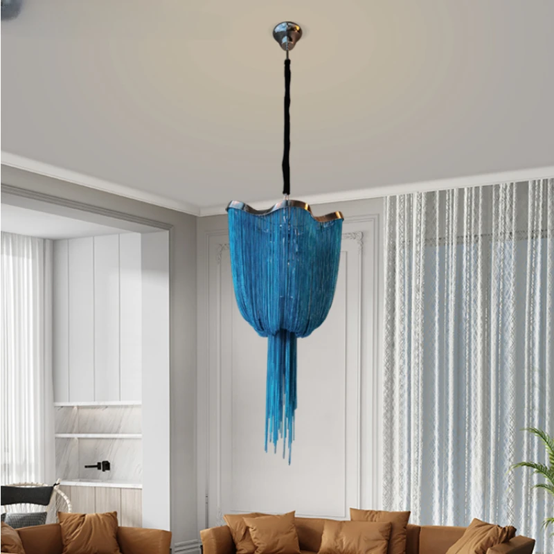 

luxury modern chandeliers lighting living room chandelier ceiling with blue fringe bedroom metal retro villa chandelier for hall