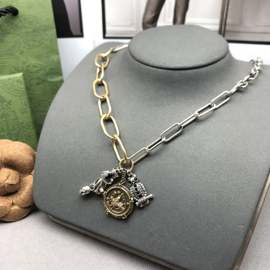 

European and American New Two-color Chain Pendant Necklace