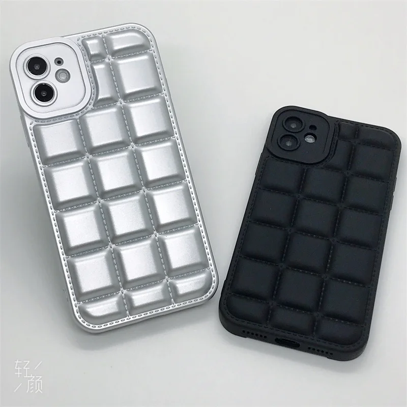 Fashion 3D Cube Square Phone Case for iPhone 14 13 12 11 Pro Max With PD Triangle Silicone Soft Cover