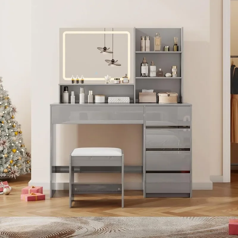 Туалетный столик высокого глянца 45 дюймов с большим зеркалом подсветкой