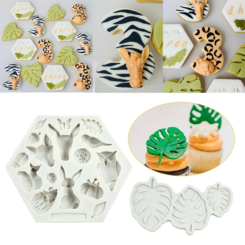

Jungle Animal Silicone Mold Biscuit Cutter Cake Decorating Chocolate Cookie Mousse Baking Mold Tools Birhtday Party Supplies
