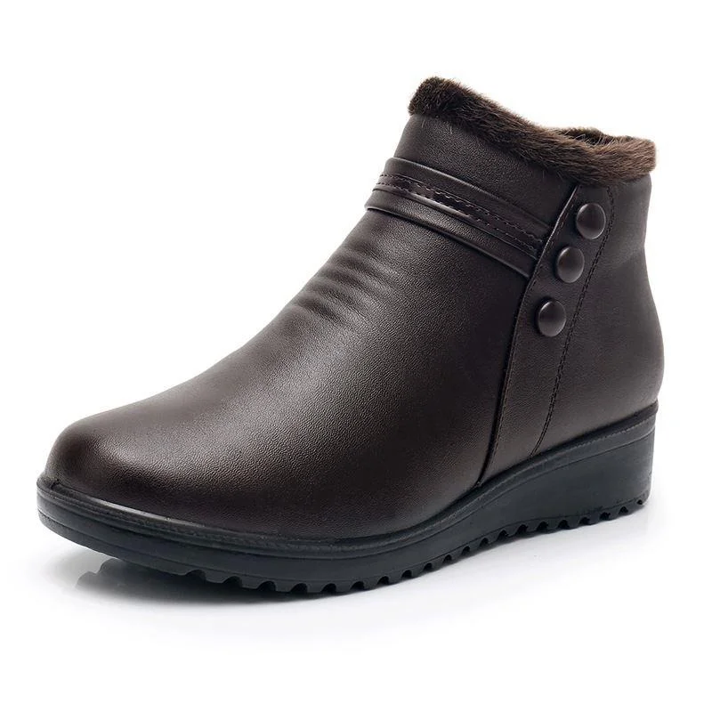 

2022 New Fashion Winter Women Boots Outdoor Keep Warm Leather Ankle Boots Mom Autumn Plush Wedge Shoes Woman Plus Size Shoes