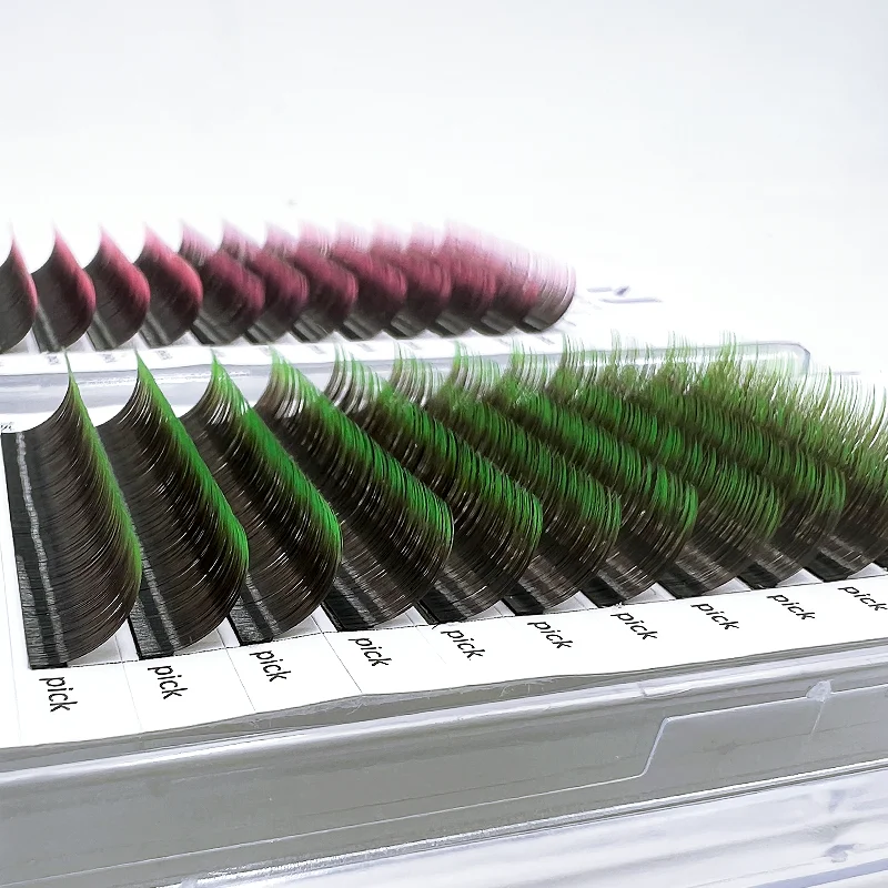 Ed Eyelash Extension 12lines Individual Lashes Faux Mink Classic Red Green Brown Blue Purple Lash Professional