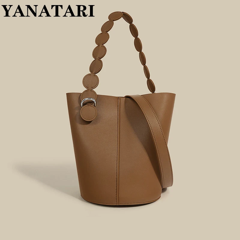 New 2023 Women's Cowhide Small Bag Fashion Bucket Bag Premium Shoulder Bag Leather Handbag Retro Diagonal Straddle Bag tote bag