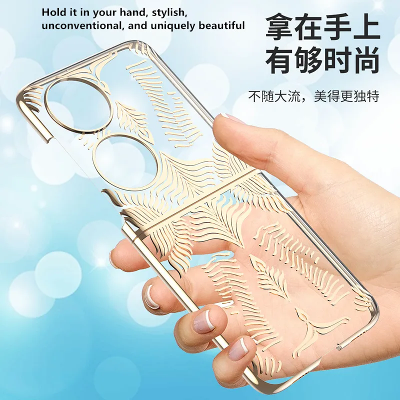For Huawei P50 Pocket Angel Wing Plating Transparent Protective Shell ,Fall And Scratch Prevention Fold Case For Pocket S