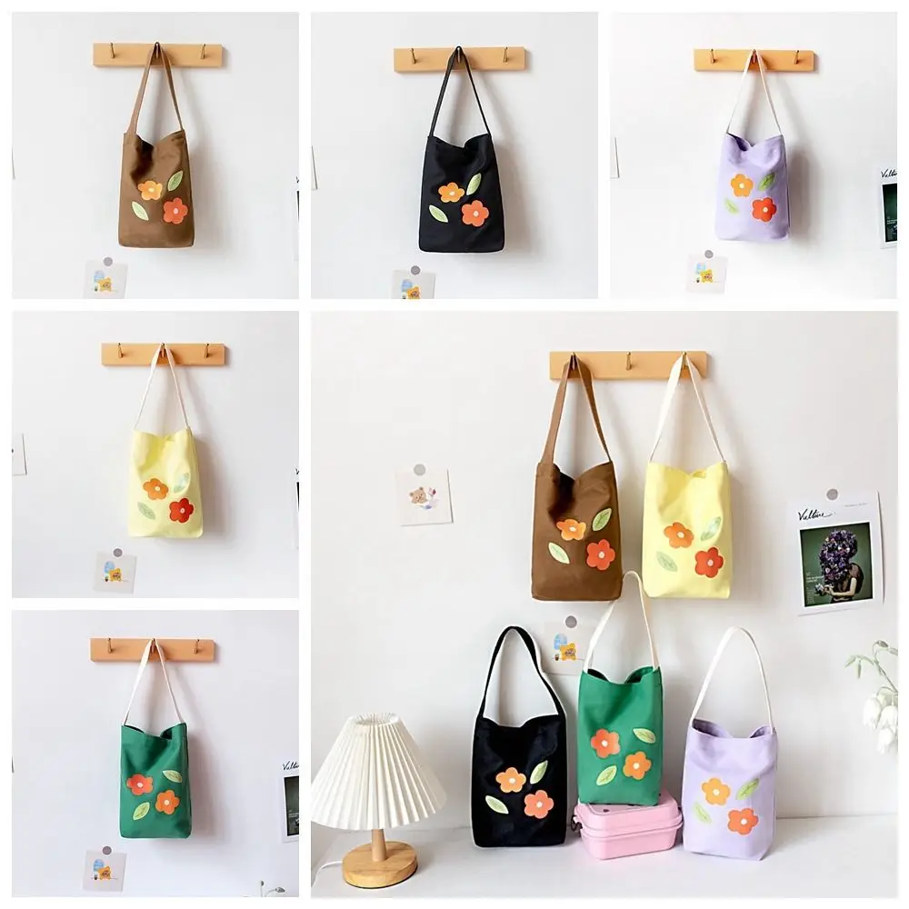 

Graffiti Flower Canvas Bucket Bag Casual Large Capacity Print Small Tote Bag All-match Students