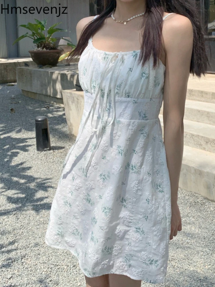 

Летняя женская одежда Hmsevenjz, модель 2022 года, трапециевидная юбка на бретелях-спагетти, с открытыми плечами