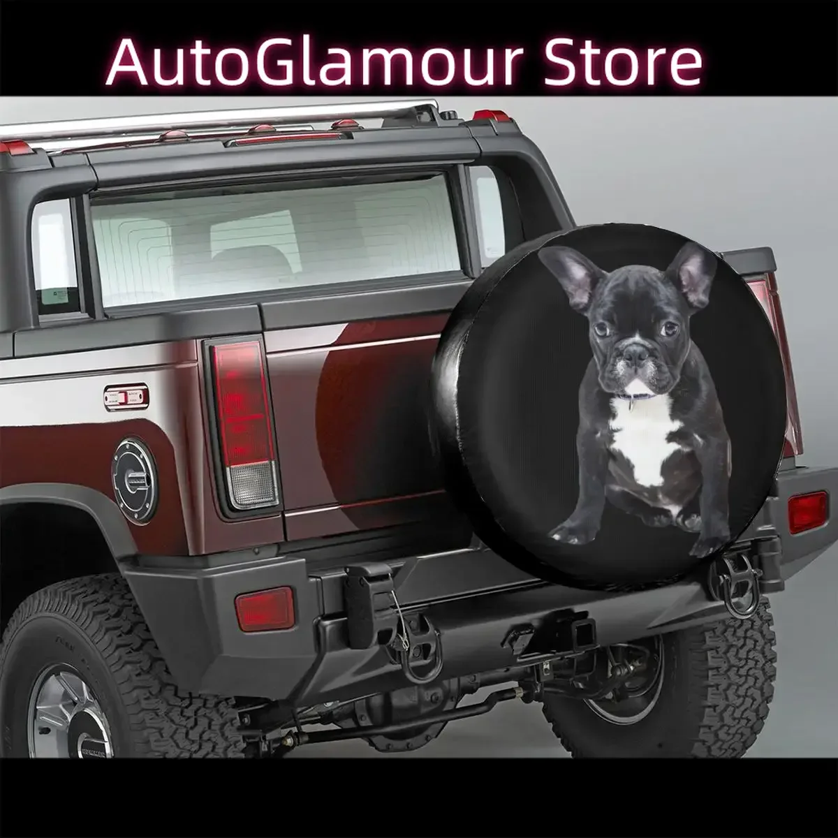 Фото Чехол для запасного колеса с французским бульдогом, сумка для Jeep Hummer, щенка, собаки, домашних животных, пыленепроницаемые автомобильные аксессуары 14 дюймов, 15 дюймов, 16 дюймов, 17 №2