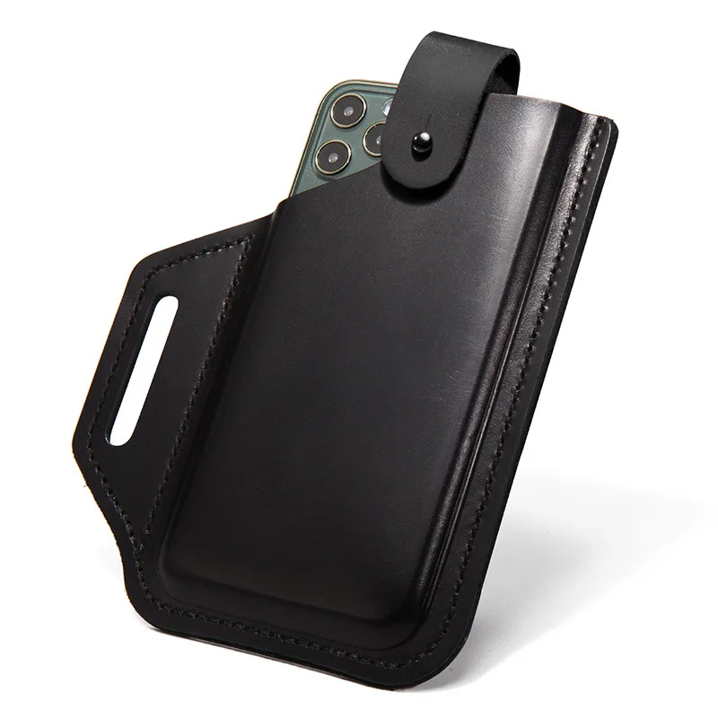 

Genuine Leather Phone Pouch Case For 6-7.5inch Cellphone Loop Holster Case Belt Waist Bag Phone Wallet Anti-theft