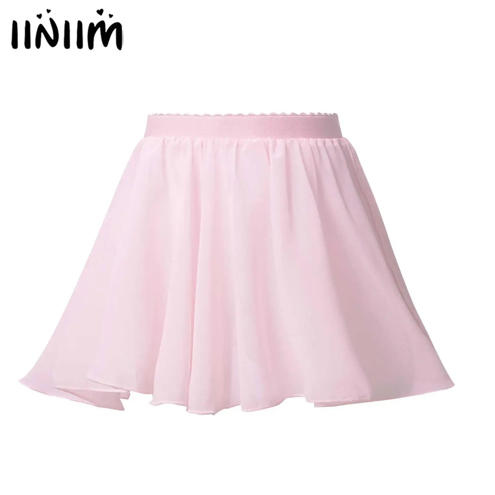 

Kids Girls Stylish Clothing Elastic Waistband Solid Color Chiffon Veil Mini Skirt for Dancing Wear