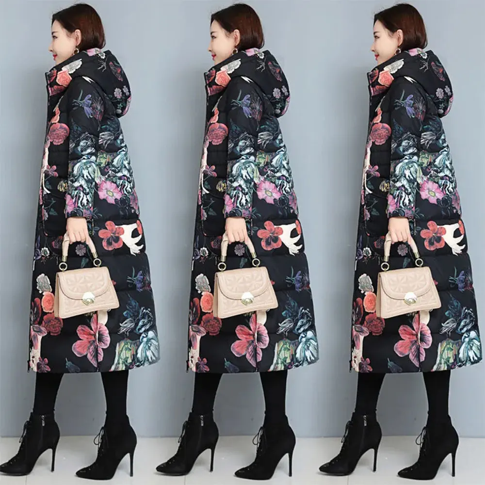 Real Shot Quality Down Jacket Women 2023 Spring New Fashion Fancy Hooded Medium Length Thick Warm 90 White Duck Down Coat Female